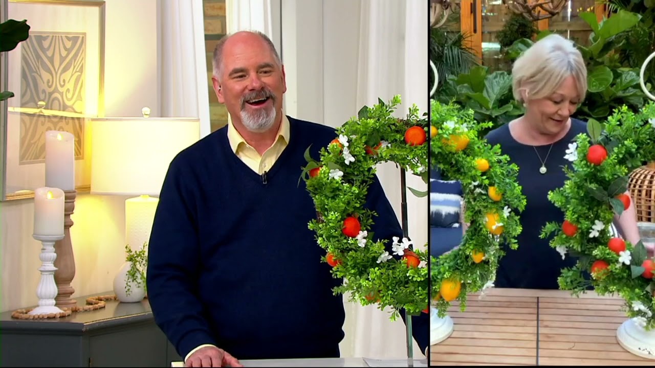 Искусственный венок из цитрусовых Барбары Кинг, 22 дюйма, на QVC