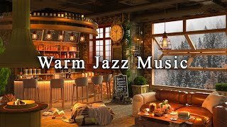 Cozy Coffee Shop Ambience ~ Warm Jazz Music ☕ Relaxing Jazz Instrumental Music with Fireplace Sounds