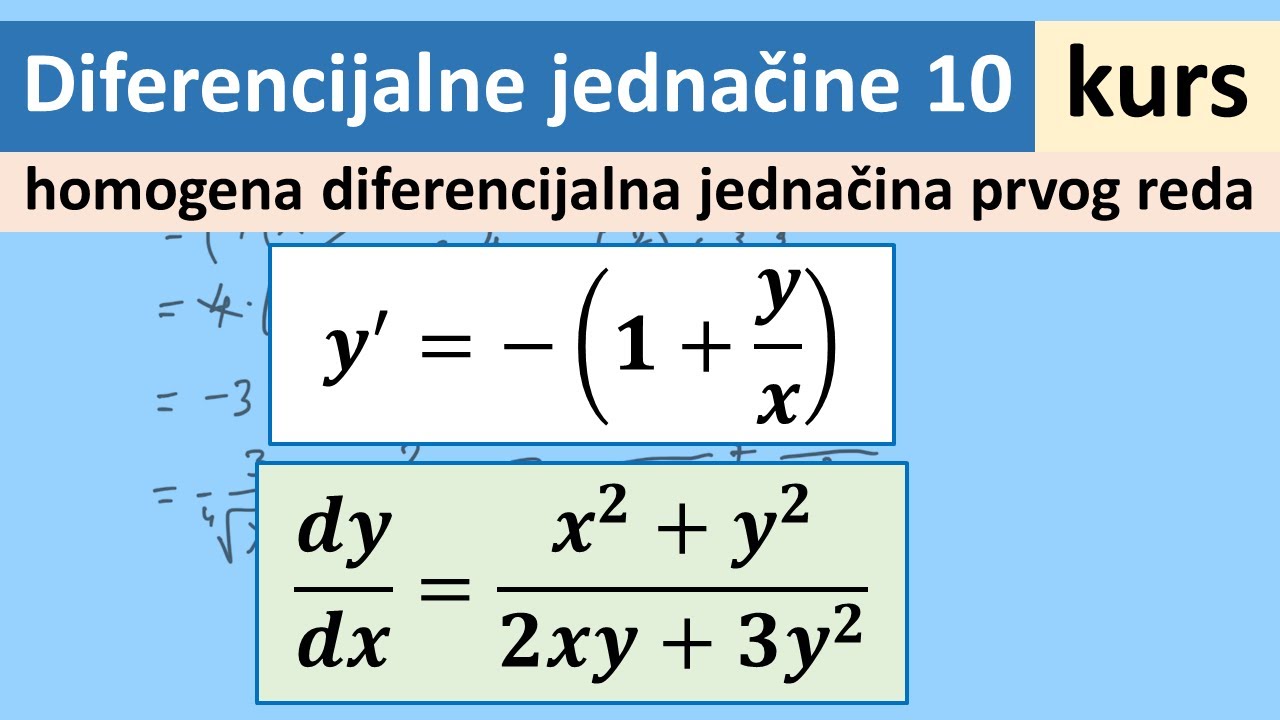Diferencijalne jednačine zadaci 10 - jednačina prvog reda koja se svodi na homogenu