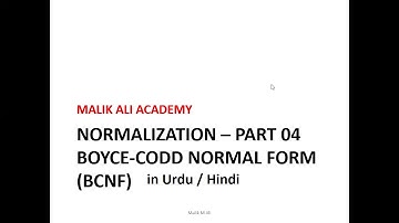 Boyce Codd Normal Form in Urdu/Hindi