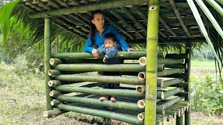 Complete the pig barn with bamboo - Make a roof for the barn with palm leaves