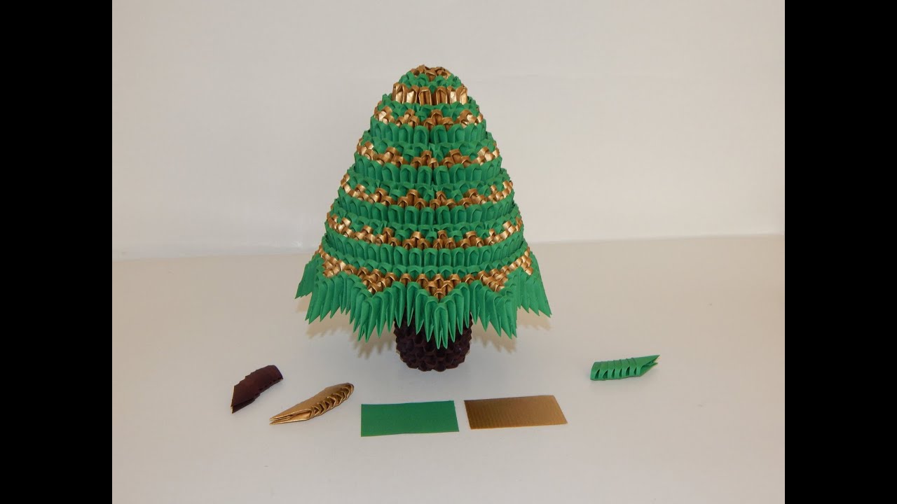 How to make 3d origami Christmas tree model 3 part 2 - YouTube