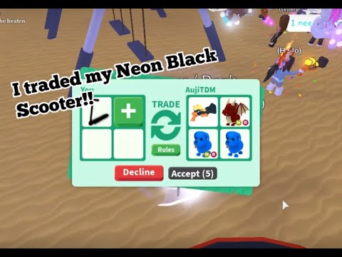 I Traded My Neon Black Scooter Roblox Adopt Me Youtube