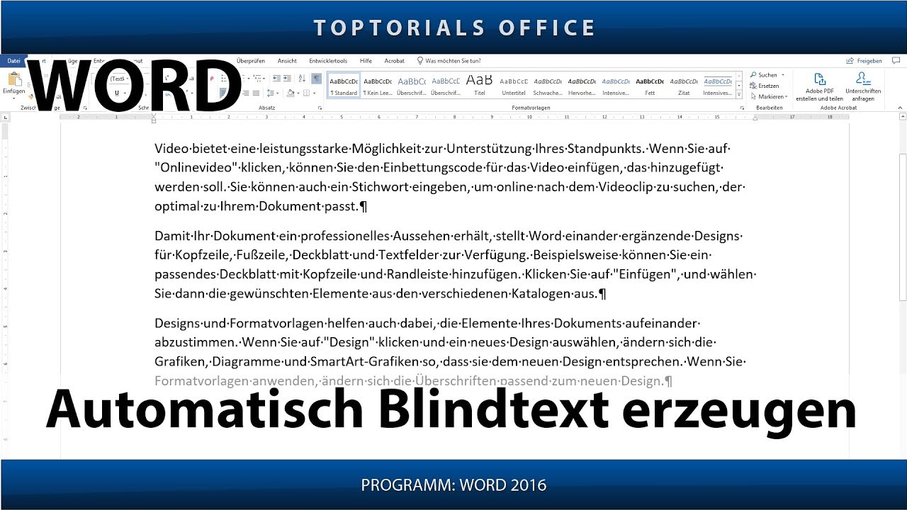  Update New Blindtext automatisch in Word hinzufügen (Beispieltext Fülltext)