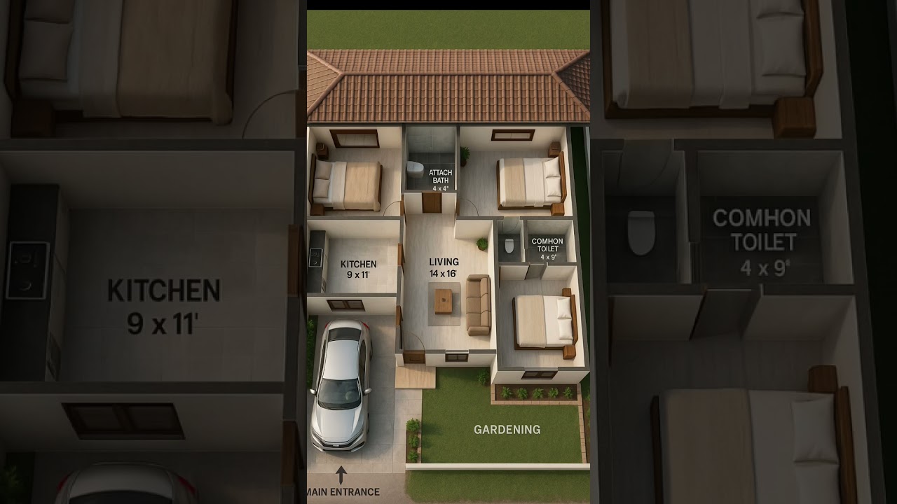 modern 2d and 3d elevation ,plot size 50×40feet 3side open ,3bhk 