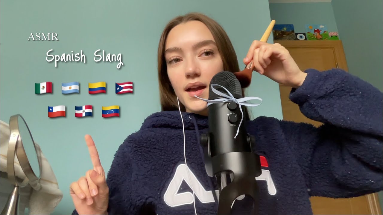 ASMR Lets learn some Latin American slang! | Mic brushing + Soft whispers