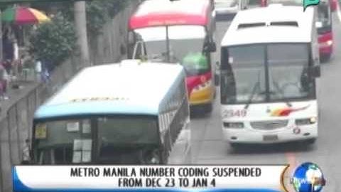 NewsLife: Metro Manila number coding suspended from Dec 23 to Jan 4 || Dec. 22, 2014