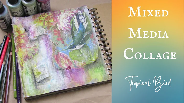 Mixed Media Collage Tropical Bird