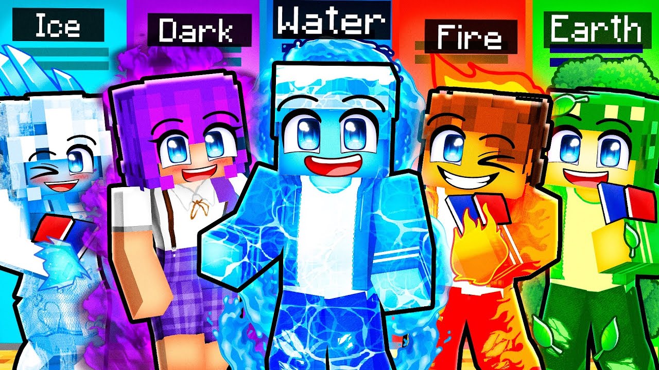 10 FRIENDS on one ELEMENTAL HIGHSCHOOL BLOCK in Minecraft!