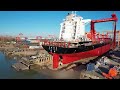 Massive Cargo Ship 🚢 Hits the Water for the First Time!