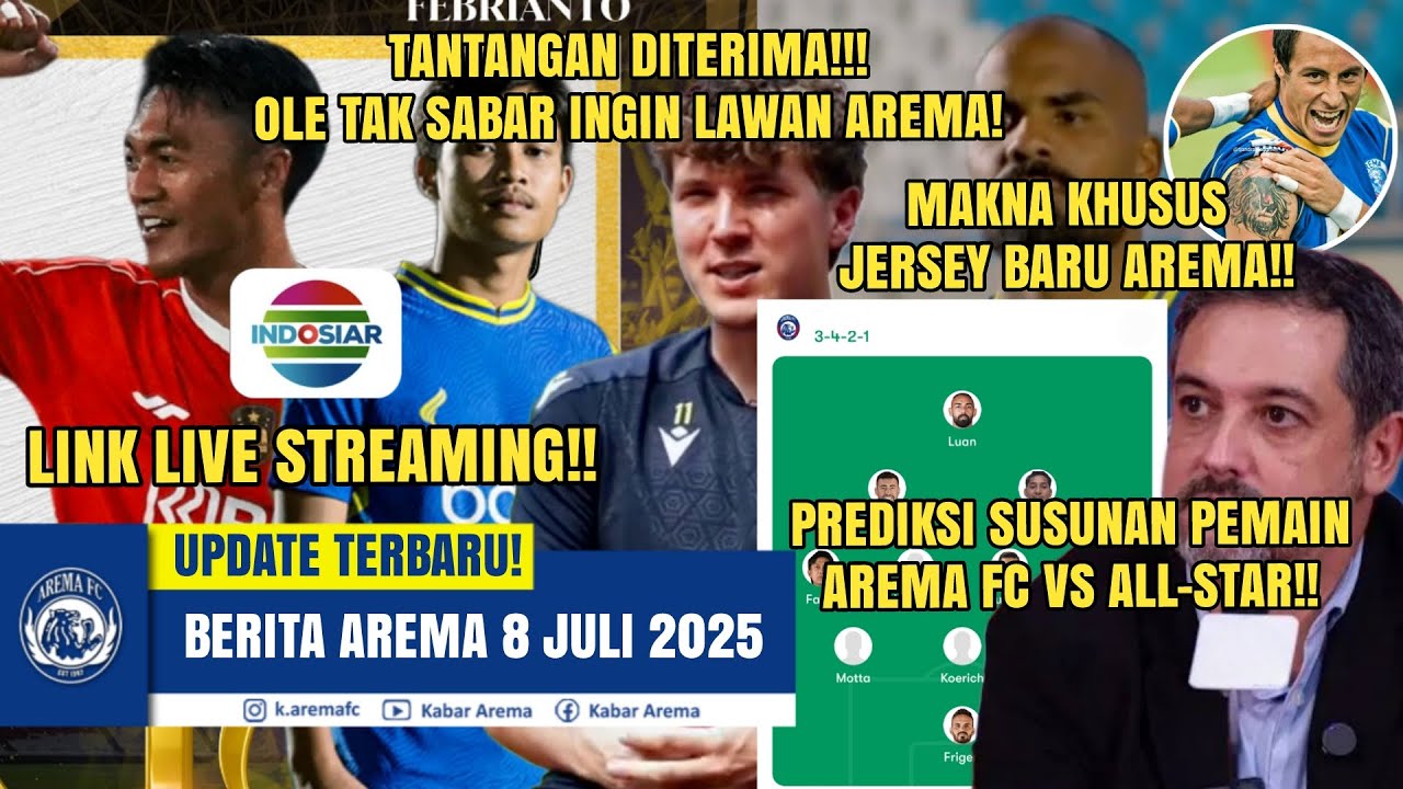 Tim Ridolpi Stream TAKTIK BARU!! Link Live Streaming, Prediksi Arema FC vs Tim All-Star ...