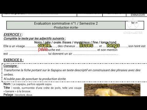 1ère année collège évaluation N2 2ème semestre la production écrite الفرض التاني الدورة التانية