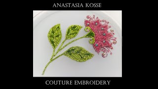 Вышивка цветка из набора 6 в смешанной технике. How to fill the pattern: tambour embroidery kit 6