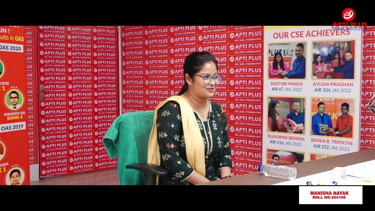 MANISHA NAYAK  || RANK 33  || OAS 2023 || Mock Interview || APTI PLUS