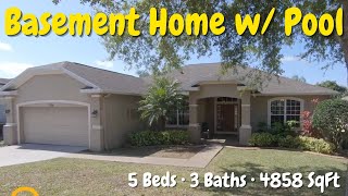 BASEMENT Home with a Pool in Clermont Florida For Sale! | 5 Beds • 3 Baths • 4858 SqFt |