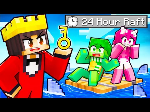 Locking Friends On RAFT For 24 HOURS in Minecraft!