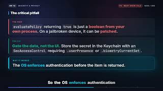 Biometric authentication — implement it and name the pitfalls | iOS Interview Q201