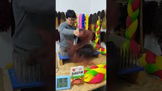 Synthetic wig making, pre-processing: color mixing. Wig making skills. Handmade. (471）
