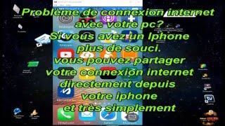 Utiliser votre Iphone comme modem pour pc. Utile si vous n'avez pas de connexion internet