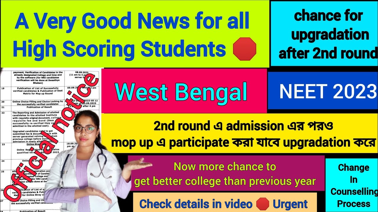 change in Counselling process/ you can attend mop up round after taking