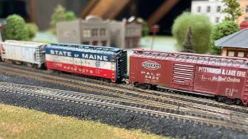 Railfan Extra 5 - N scale Atlas Alco S4 moving cars on our layout