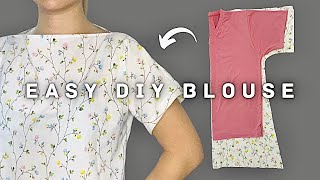 NO pattern and easy way to make a blouse | Sewing blouse/shirt