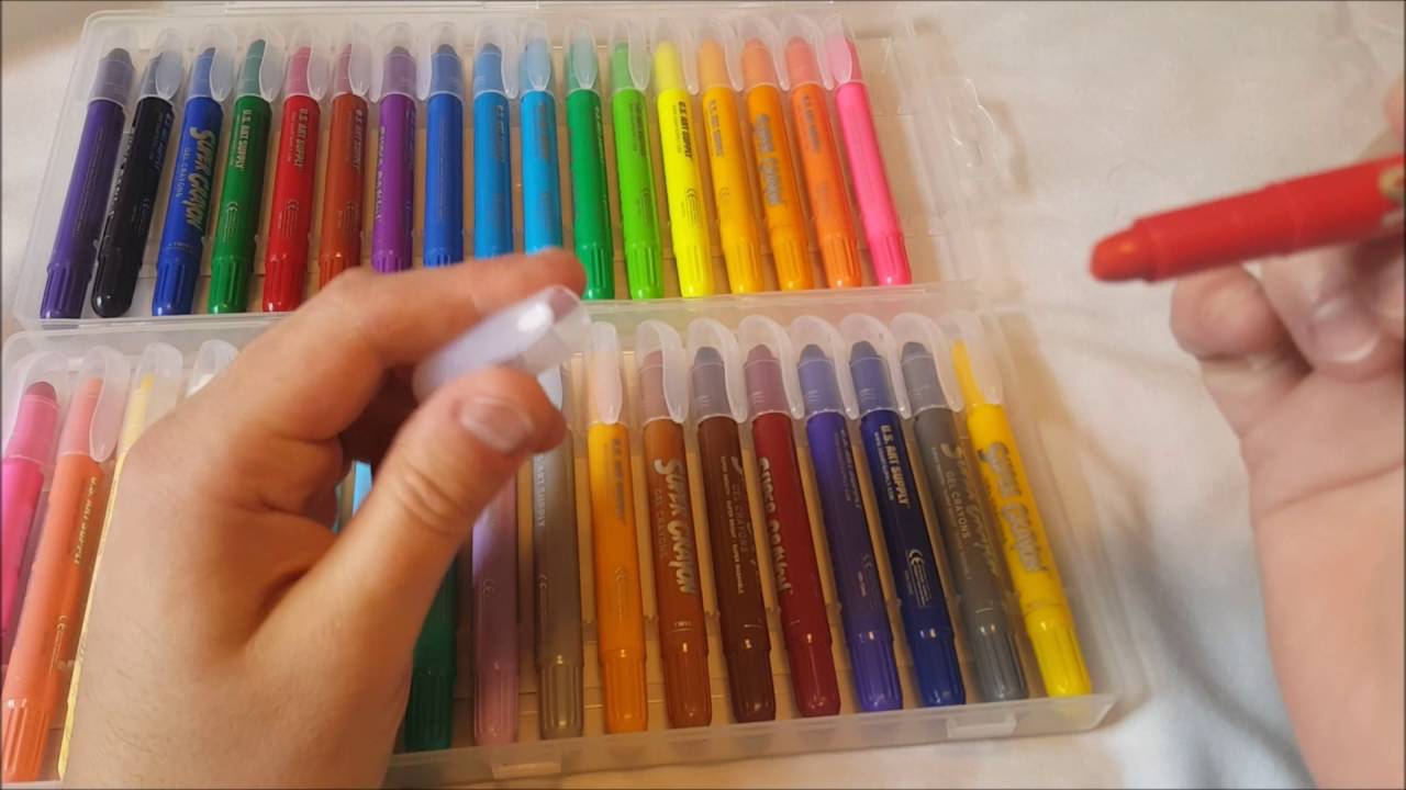 U S Art Supply Super Crayons Set of 36 Unboxing and Review YouTube