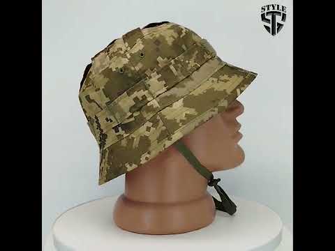 Панама тактична з короткими напівжорсткими полями і системою Моллі в камуфляжі піксель ММ-14, видео 1