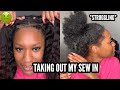 WATCH ME STRUGGLE TAKING OUT MY SEW IN *new growth*