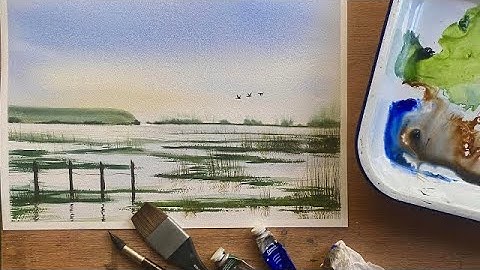 Paint A Loose ATMOSPHERIC Watercolor Landscape WETLANDS Painting, Watercolour Marsh Tutorial Demo