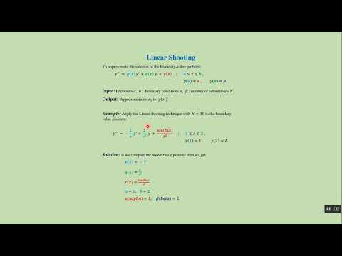 (11.1) Linear shooting method: MatLab code + download link.