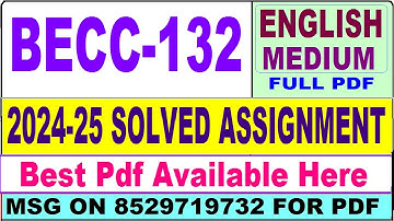 BECC 132 solved assignment 2024-25 || becc 132 solved assignment 2025 in English || ignou becc132