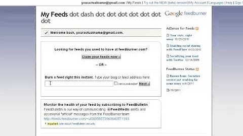Creating a feedburner account