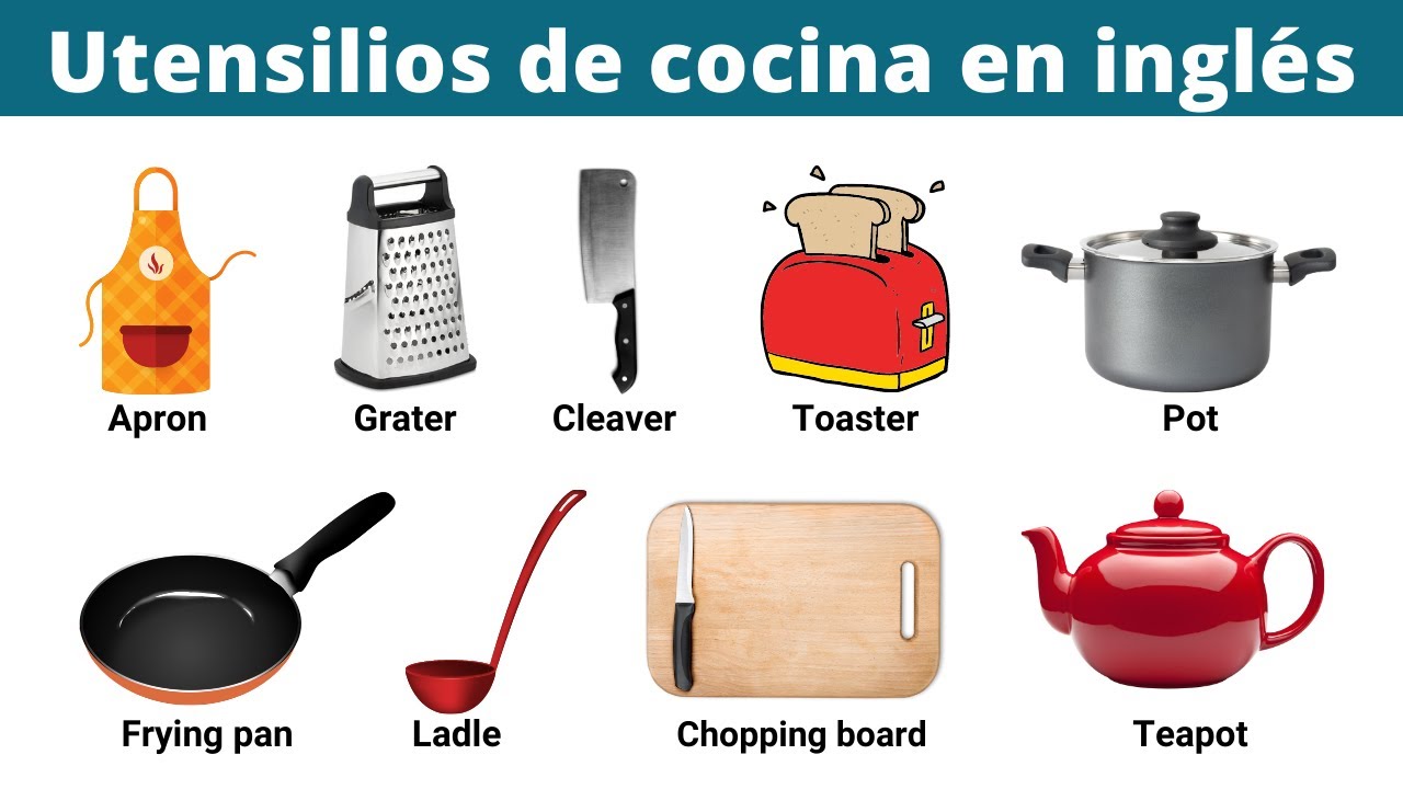 Curso de inglés 44 - Utensilios de cocina en inglés Partes de la casa cosas  accesorios vocabulario 