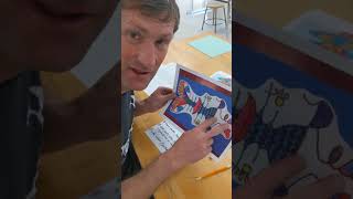 art lesson, 4-6th grade, cursive creature, week 6