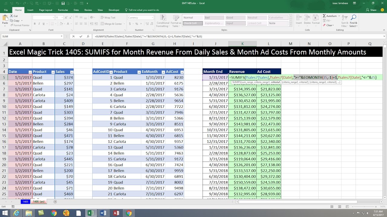 Month To Month Comparison Excel Chart