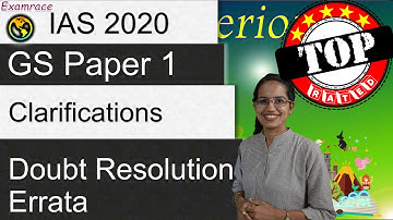 IAS Prelims GS Paper 1 - 2020 Solutions | Clarification & Errata | Doubt Resolutions General Studies