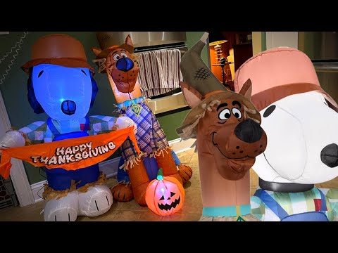 Double Review Gemmy Airblown Inflatable Snoopy Scooby Doo Scarecrows 4K