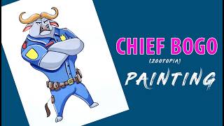 Chief Bogo Painting/Zootopia/Disney Art/Chief Bogo /Poster Color Painting/Zootopia Character