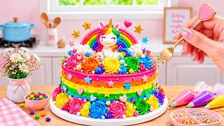 Rainbow Unicorn Buttercream Cake ASMR 🦄 Satisfying Cake Decorating💖Cute Cake ASMR