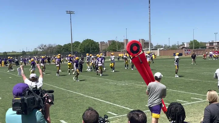 John Emery breaks off long run, first team offense...