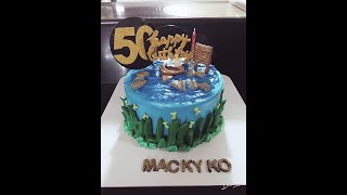 50th Fishing Birthday Cake (Money Cake)