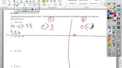 Lessons 24 and 25 True and False Statements and Solutions that Make Equations True