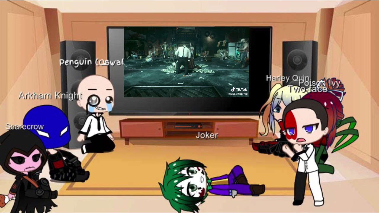Batman Arkham knight villains react to each other (penguin and Two-face)