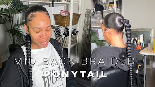 SLEEK MID BACK BRAIDED PONYTAIL ON NATURAL HAIR| DETAILED TUTORIAL| iamroxybennett ponytails