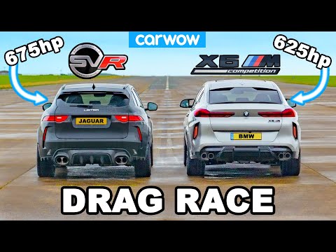 BMW X6M vs 675hp Jaguar F-Pace SVR &#039;Lister&#039;: DRAG RACE