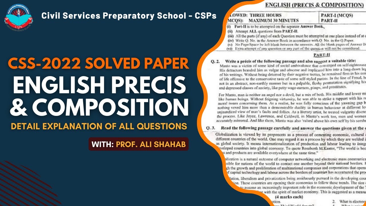 CSS-2022 Solved Paper English Precis and Composition | CSS Preparation | CSPs Academy