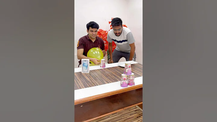 Blow ballon and hit cup stack #shorts