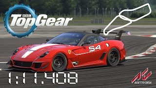 Car: 2012 ferrari 599xx evo track: top gear test track driver: julio
kronbauer lap time: 1:11.408