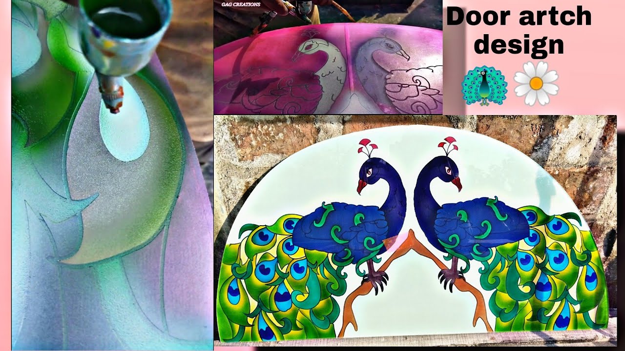 Etching glass artch design 🍁🎨l peacock design on artch 🦚🌼l YouTube